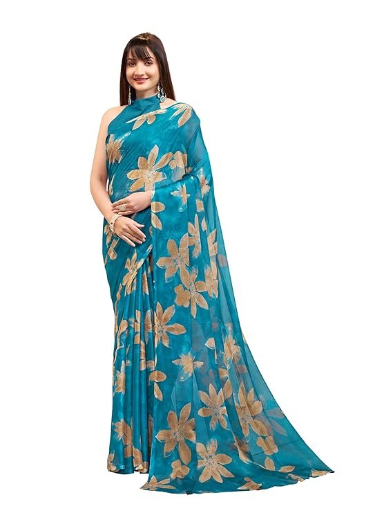Garden Vareli Floral Print Nara Chiffon Saree