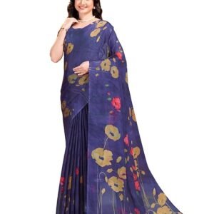 Garden Vareli Summer Roganza Viscose Brasso Floral Print Saree with Unstitched Blouse Piece