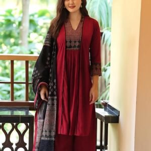 ANNI Designer Women's Rayon Viscose Straight Printed Kurta with Pant & Dupatta