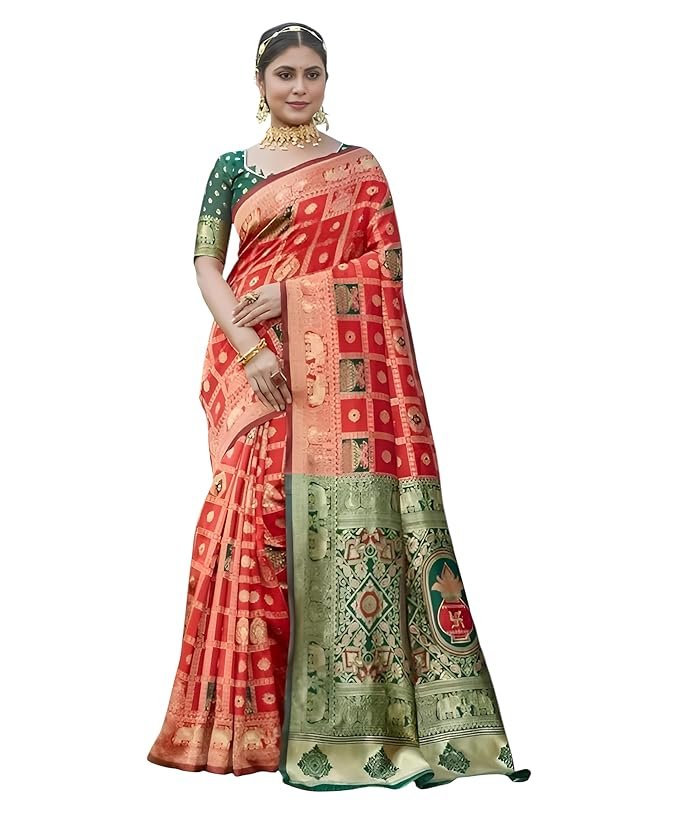 Yashika Women's Banarasi Kanjivaram Silk Woven Saree