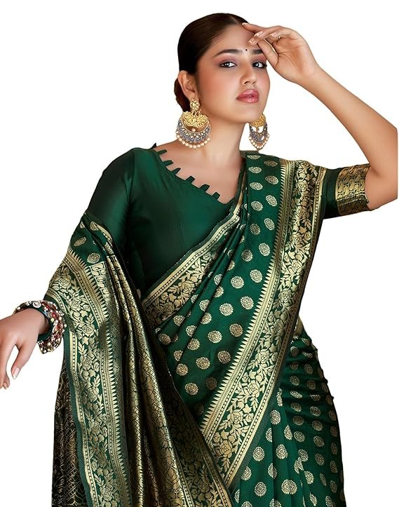 SIRIL Women's Kanjivaram Soft Silk Saree Pure Silk with Unstitched Blouse Piece - Image 6
