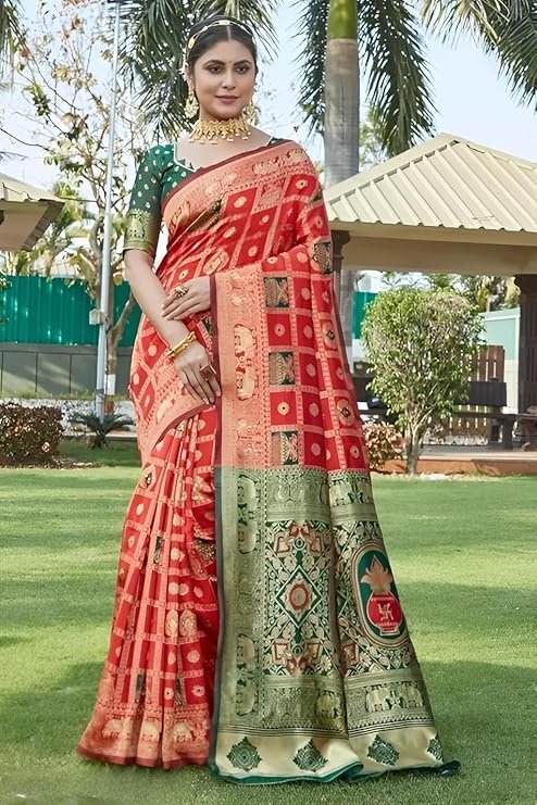 Yashika Women's Banarasi Kanjivaram Silk Woven Saree - Image 6
