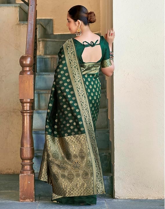 SIRIL Women's Kanjivaram Soft Silk Saree Pure Silk with Unstitched Blouse Piece - Image 5