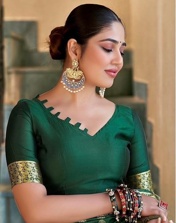 SIRIL Women's Kanjivaram Soft Silk Saree Pure Silk with Unstitched Blouse Piece - Image 3