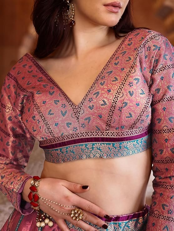 Women Faux Silk Semi-Stitched Lehenga Choli Set - Image 2