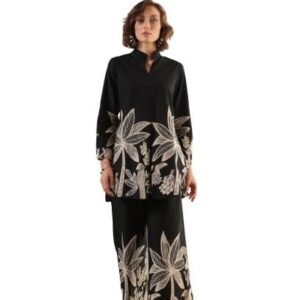 Women's Black Printed Pure Cotton Co- Ord Set