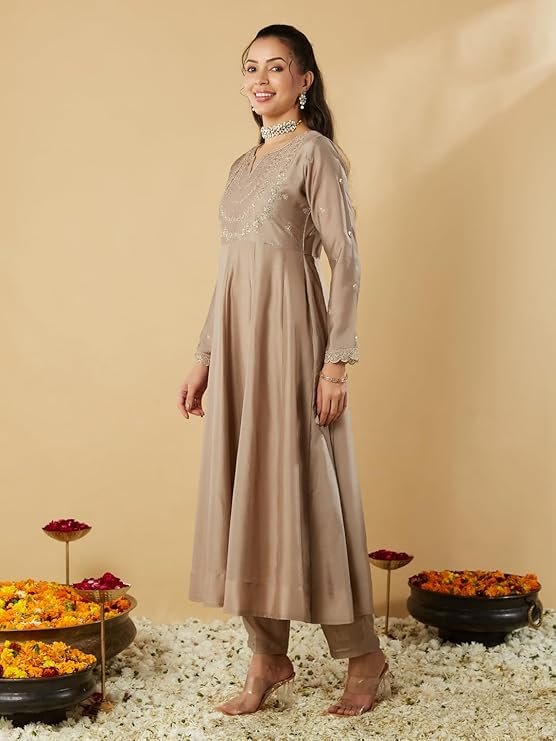 Women's Silk Embroidered Anarkali Set - Image 5