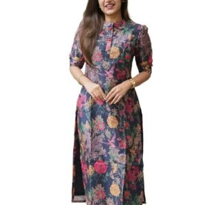 Sun Fashion And Lifestyle Women's Chanderi Stitched Printed Kurta for Women