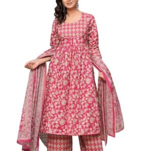 Women's Printed Pure Cotton Kurta Palazzo Dupatta Set