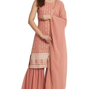 Georgette Straight Kurta Sharara Set with Dupatta
