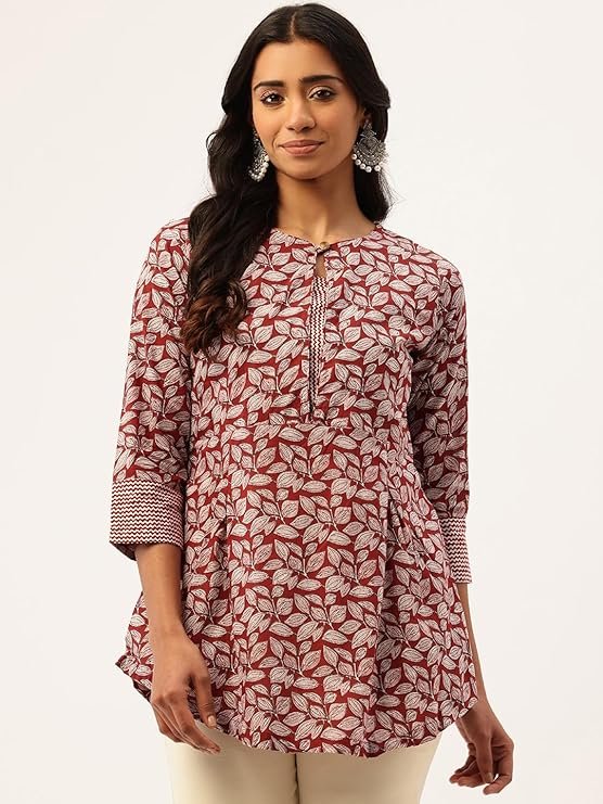 Inner Yoke Short Kurti for Women - Button Detail - Image 6