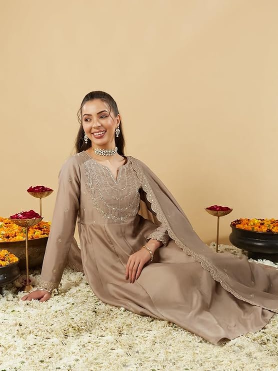 Women's Silk Embroidered Anarkali Set - Image 4