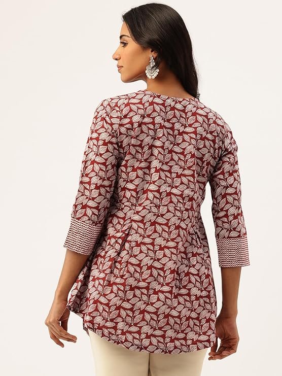 Inner Yoke Short Kurti for Women - Button Detail - Image 3