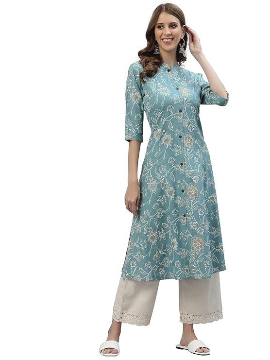 Stylum Women's Floral Print Rayon A-Line Kurta - Image 4