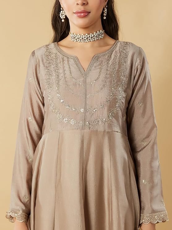 Women's Silk Embroidered Anarkali Set - Image 3