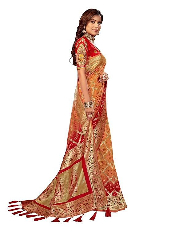 Banarasi Silk Traditional saree with Unstitch Heavy Blouse Piece - Image 4