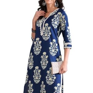 Women's Elegant Printed Round Neck Kurti - Chic & Comfortable Casual Wear