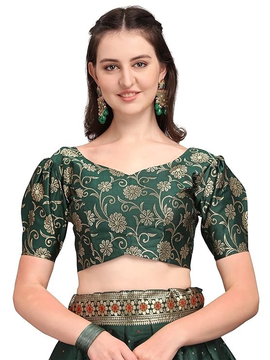 TRENDMALLS Women's Net Embroidery Sequence Work Lehenga Choli Unstitch Blouse with Dupatta - Image 4