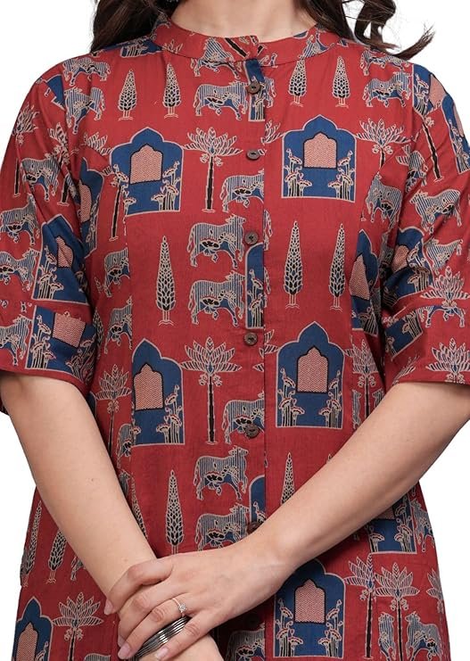 Women A-Line Kurta Set with Palazzo Pants - Image 7