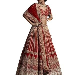 TRENDMALLS Women's Satin Embroidery Sequence Work Lehenga Choli Set with Dupatta