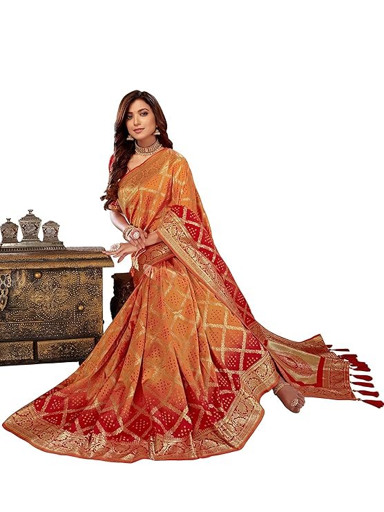 Banarasi Silk Traditional saree with Unstitch Heavy Blouse Piece - Image 5
