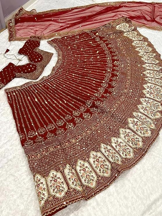 TRENDMALLS Women's Satin Embroidery Sequence Work Lehenga Choli Set with Dupatta - Image 2