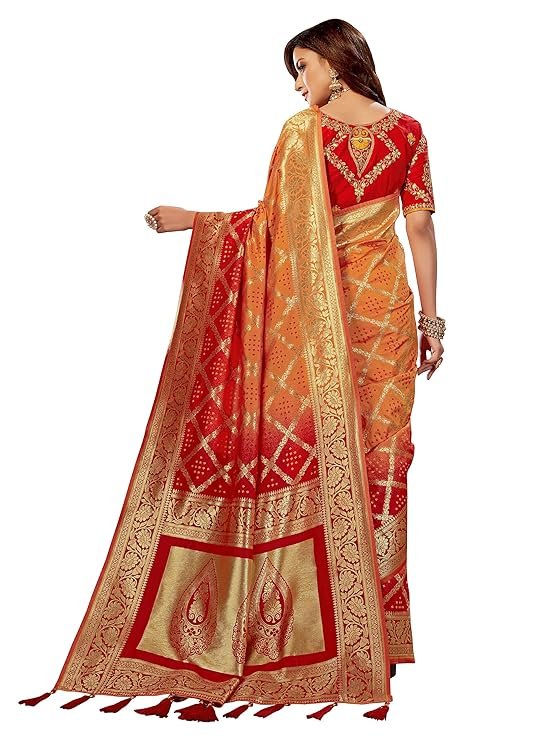 Banarasi Silk Traditional saree with Unstitch Heavy Blouse Piece - Image 2