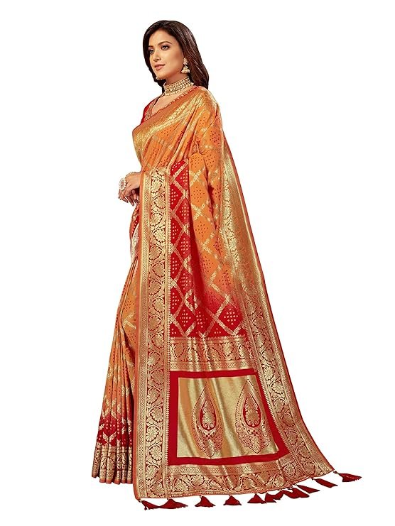 Banarasi Silk Traditional saree with Unstitch Heavy Blouse Piece - Image 3