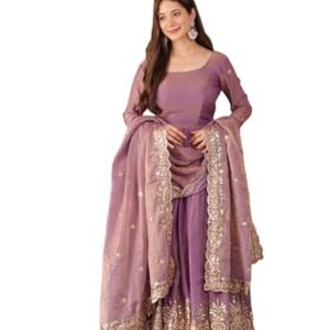 Women Elegant Anarkali Gown with Dupatta || Women's Ethnic Dress with Embroidered Detailing