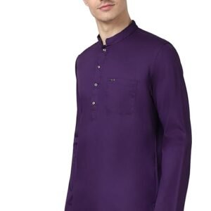Peter England Men Cotton Regular Fit Everyday Festive Solid Short Kurta