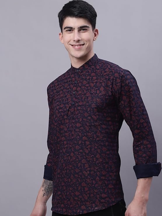 Man Men's Cotton Regular Fit Short Floral Printed Kurta - Image 2
