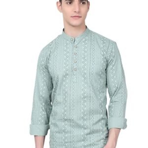 Men's Cotton Regular Fit Short Printed Designer Kurta