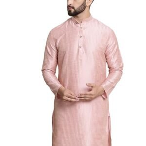 Men's Silk Blend Striped Long Kurta