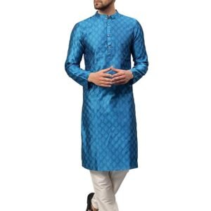 LATEST CHIKAN Men’s Silk Chikankari Kurta with Cream Churidar