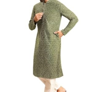 Tavasya Men's Rayon Blend Geometric Regular Kurta