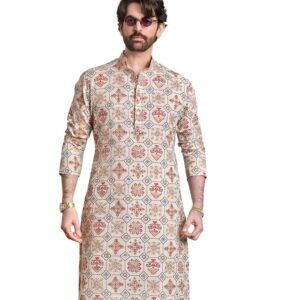 Men's Cotton Blend Ethnic Motifs Printed Only Long Kurta