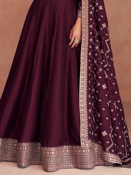 Anarkali Gown with Dupatta Set for Women, Chinon Fabric - Image 5
