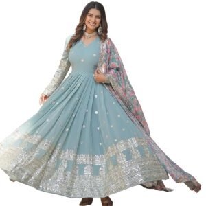 Fashion Basket Gergette Embroidered Long Anarkali