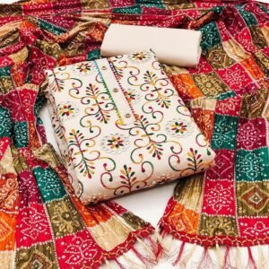 Poly Cotton Embroidery Work Unstitched Salwar Suit Dress Material